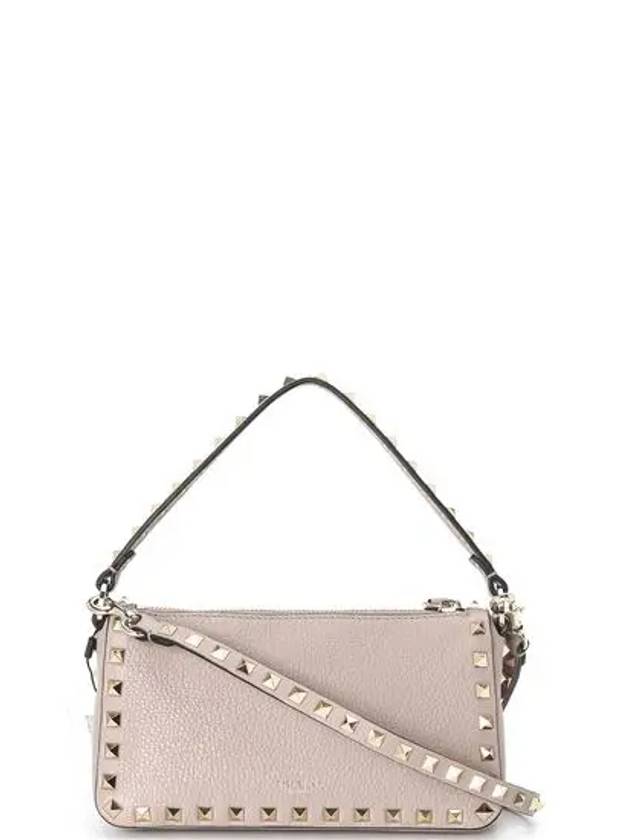 Rockstud Leather Shoulder Bag Pink - VALENTINO - BALAAN 4