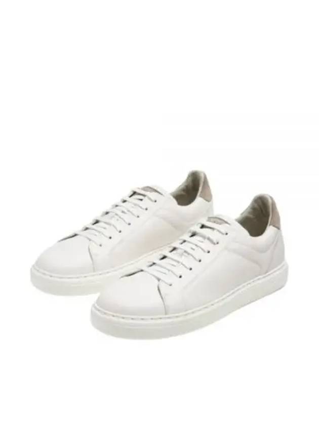 Logo Leather Low Top Sneakers White - BRUNELLO CUCINELLI - BALAAN 2