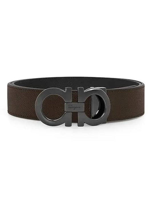 Gancini Reversible Adjustable Leather Belt Black - SALVATORE FERRAGAMO - BALAAN 2