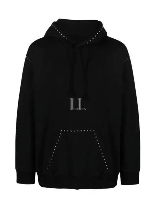 Studded Drawstring Kangaroo Pocket Hoodie Black - MAISON MARGIELA - BALAAN 2