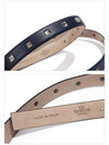 Rockstud Untitled Leather Belt Navy - VALENTINO - BALAAN 4