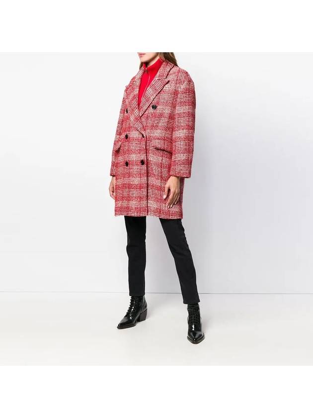 11Th Anniversary Ebra Check Double Coat Red - ISABEL MARANT - BALAAN 4