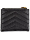 Cassandre Matelasse Grain De Poudre Embossed Leather Half Wallet Black - SAINT LAURENT - BALAAN 3