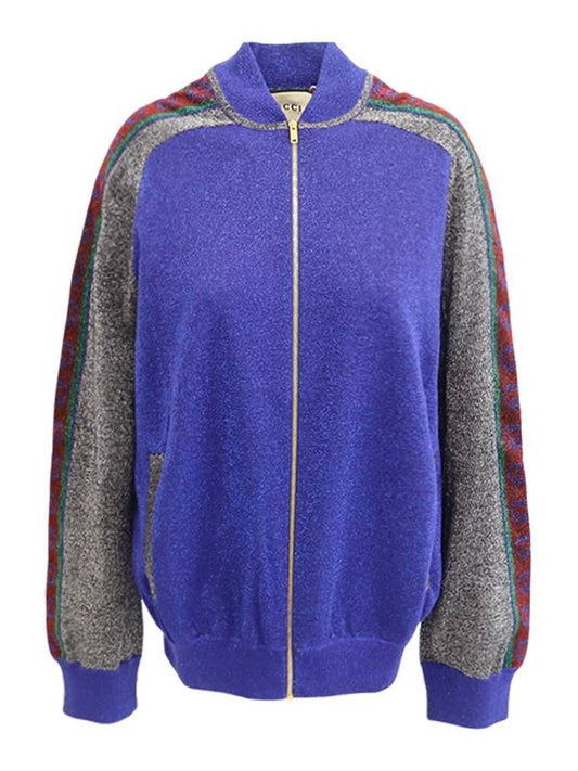 Wool Lamé Bomber Jacket Blue - GUCCI - BALAAN 1