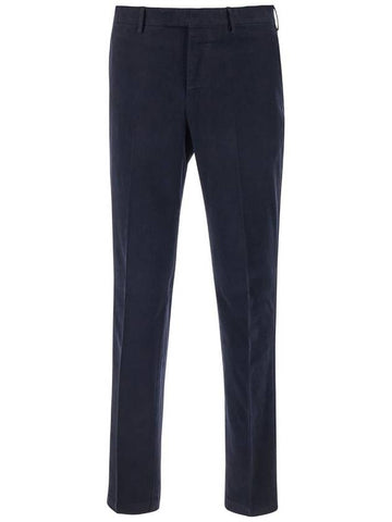 Dark Blue Slim Pants With Concealed Closure In Cotton Man - PT TORINO - BALAAN 1