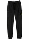 Garment Dyed Cotton Fleece Track Pants Black - STONE ISLAND - BALAAN 3