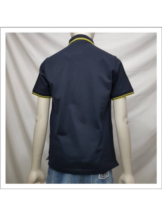 Men's Two Line Logo Patch PK Shirt Navy - STONE ISLAND - BALAAN.