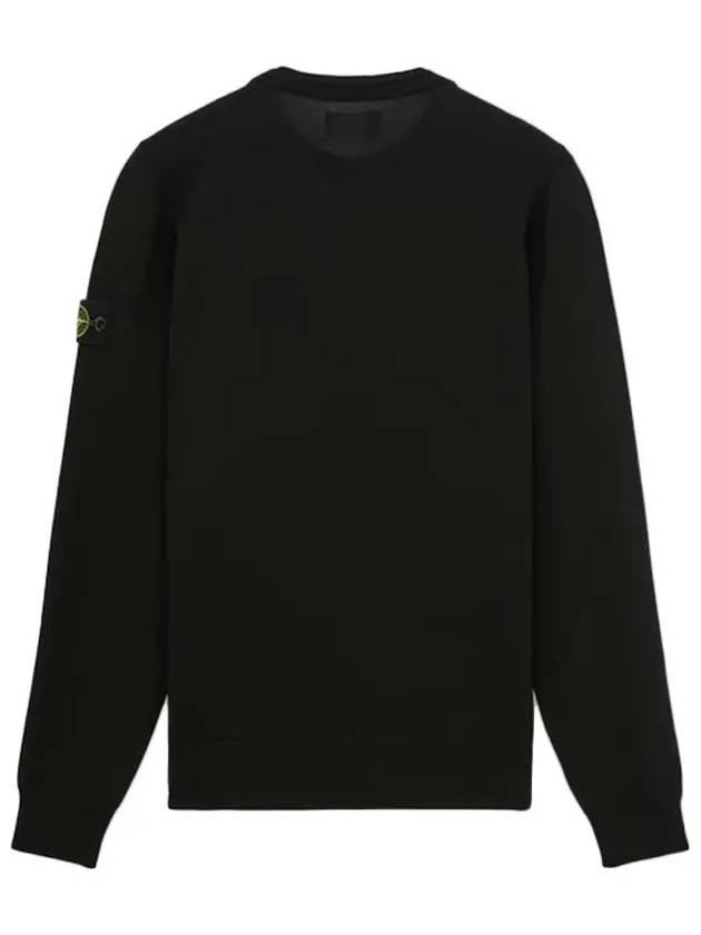 Kids Wool Crewneck Ribbed Details Knit Top Black - STONE ISLAND - BALAAN 4