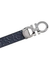 Gancini Reversible Adjustable Smooth Hammered Calfskin Leather Belt Navy - SALVATORE FERRAGAMO - BALAAN.