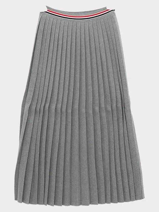 three stripe banding pleated skirt gray - THOM BROWNE - BALAAN.