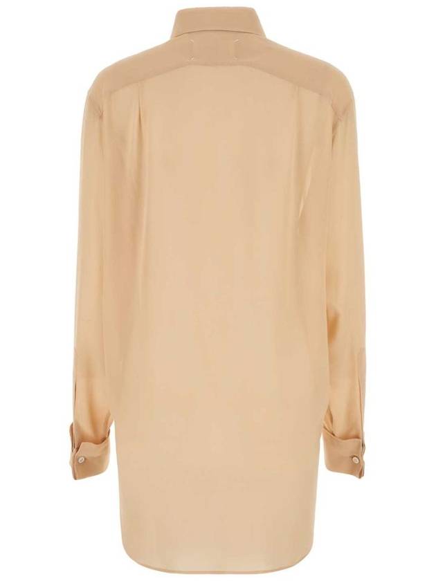 Women's Turn-up Cuffs Silk Long Sleeve Shirt Nude - MAISON MARGIELA - BALAAN 3