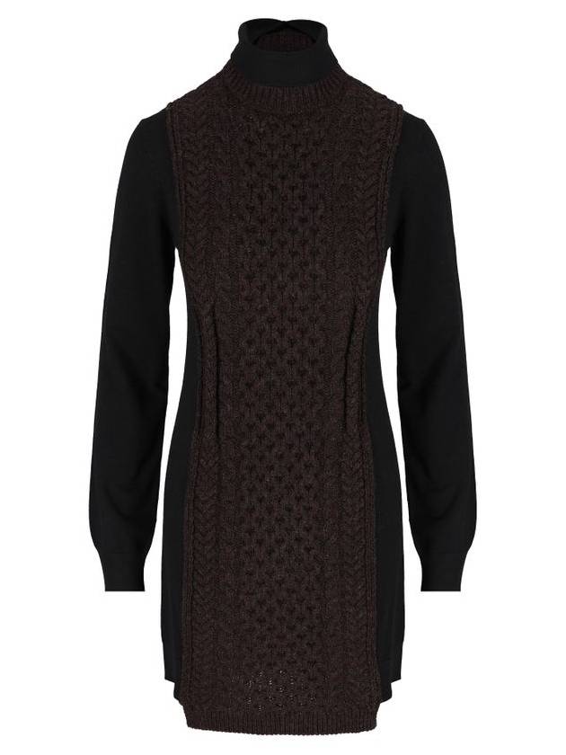 High Neck Cashmere Midi Dress Dark Purple - FENDI - BALAAN 2