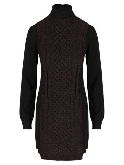 High Neck Cashmere Midi Dress Dark Purple - FENDI - BALAAN 2