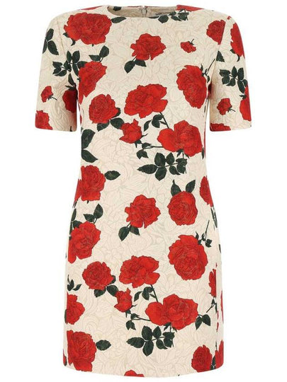 Women's flower pattern midi dress white red - SAINT LAURENT - BALAAN 2