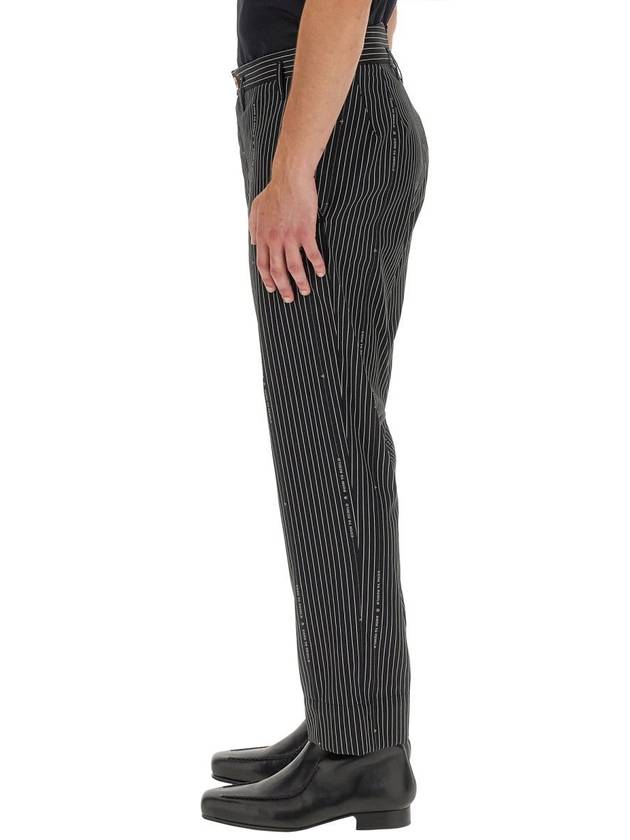 Striped Cropped Virgin Wool Straight Pants Black - VIVIENNE WESTWOOD - BALAAN 5