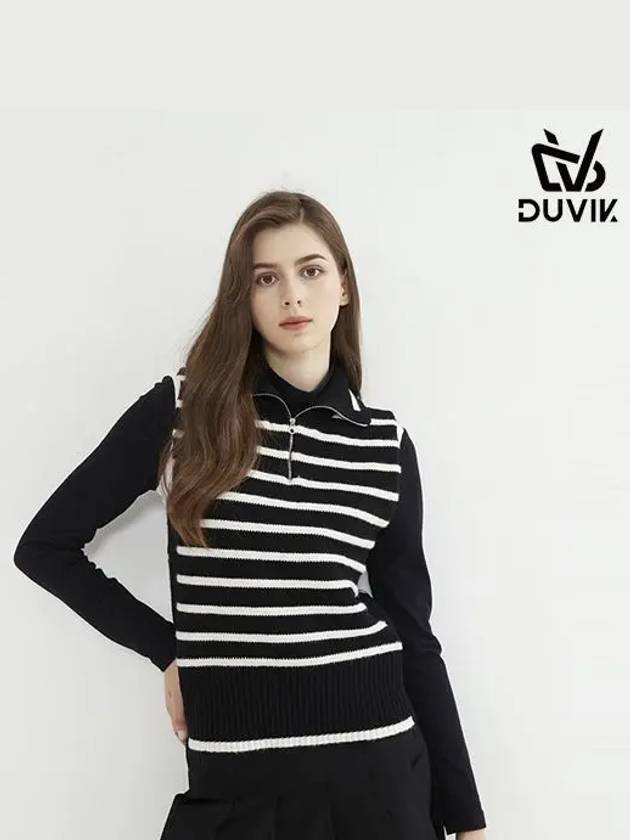 striped knit half zip-up vest DC3WSV002BK - DUVIK - BALAAN 1