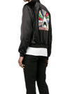 Shark Patch Satin Bomber Jacket Black - SAINT LAURENT - BALAAN 5