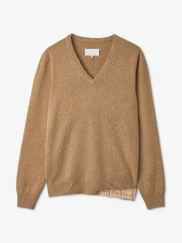 Stitched cashmere V neck knit brown S31HA0835S17907153F - MAISON MARGIELA - BALAAN 1