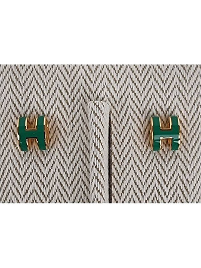 Mini Pop H Earrings Gold Malachite - HERMES - BALAAN 2