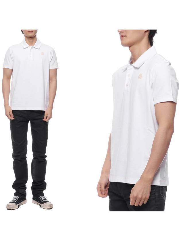 Men's Logo Patch Polo Shirt White - MONCLER - BALAAN 2