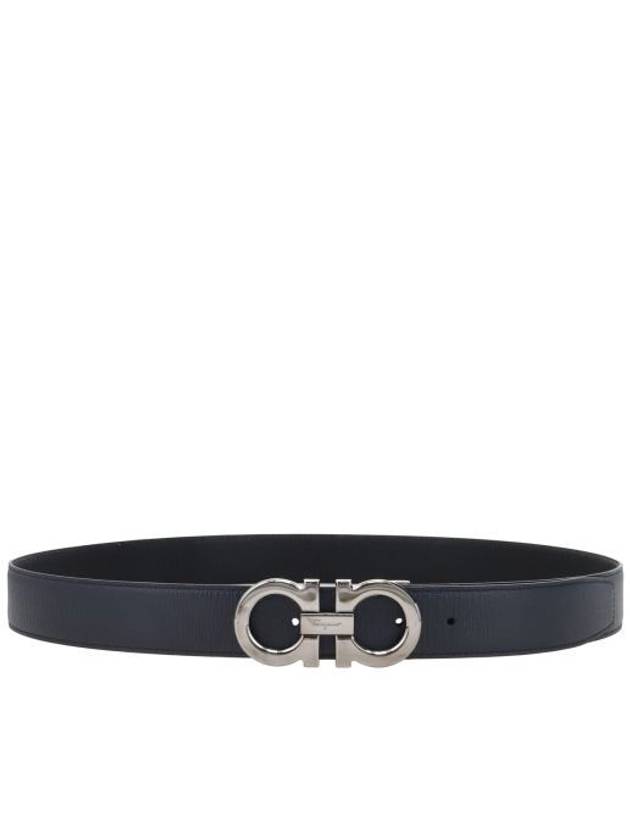 Reversible Gancini Leather Belt Black Navy - SALVATORE FERRAGAMO - BALAAN 3