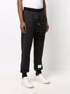 4 Bar Cotton Gun Club Check Jacquard Track Pants Black - THOM BROWNE - BALAAN.