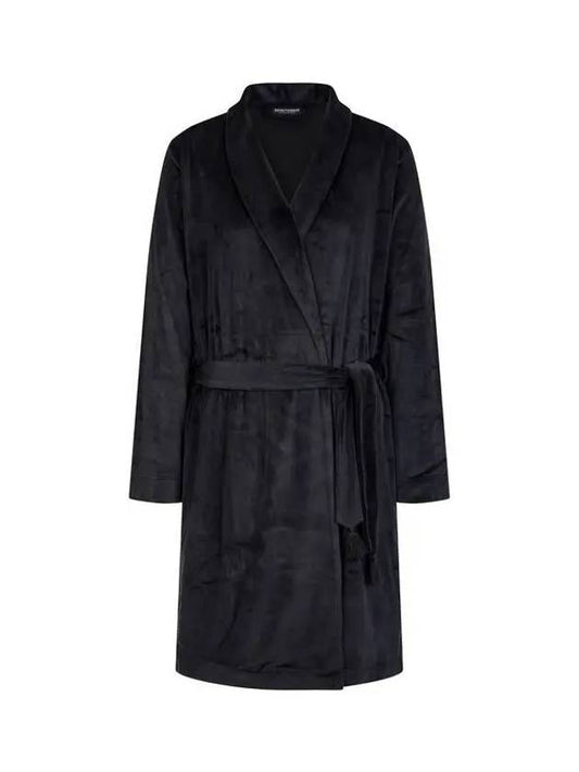 UNDERWEAR Women's Shawl Collar Velor Wrap Gown Black 271609 - EMPORIO ARMANI - BALAAN 1