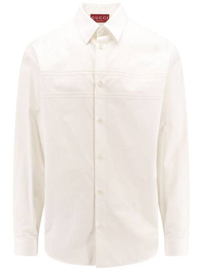 Logo Cotton Long Sleeve Shirt White - GUCCI - BALAAN 2