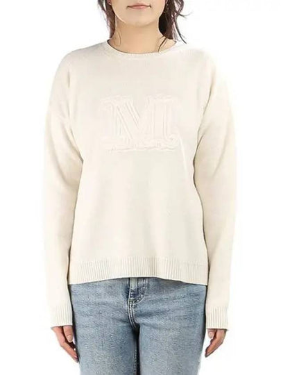 Aster M Logo Cashmere Knit Top Ivory - MAX MARA - BALAAN 2