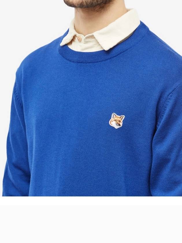 Fox Head Patch Regular Round Neck Pullover Knit Top Blue - MAISON KITSUNE - BALAAN 6