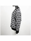 Logo Striped Wool Cardigan Black - MIU MIU - BALAAN 4