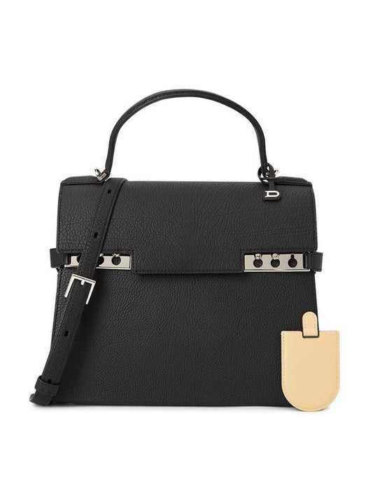 Tempete MM Crispy Calf Leather Tote Bag Black - DELVAUX - BALAAN 2