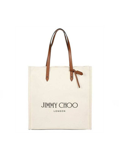 Logo Print Canvas Tote Bag Beige - JIMMY CHOO - BALAAN 1