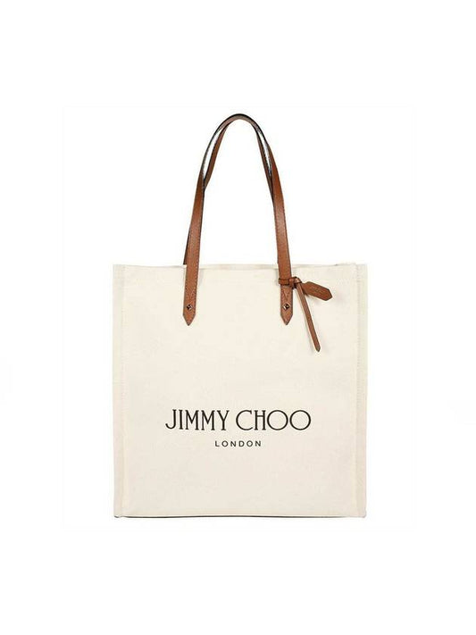 Logo Print Canvas Tote Bag Beige - JIMMY CHOO - BALAAN 1