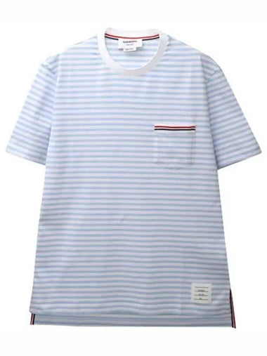 Pocket RWB Trimming Striped Short Sleeve T Shirt Men - THOM BROWNE - BALAAN 1