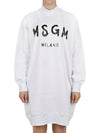 Milano Brushed Logo Print Long Sleeve Short Dress White - MSGM - BALAAN 2