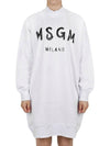 Brushed Logo Cotton Midi Dress White - MSGM - 3
