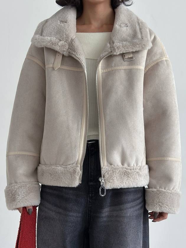 Mink fur suede mustang jacket Ivory - THE GREEN LAB - BALAAN 5