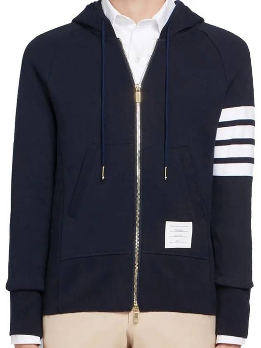 Engineered 4 Bar Diagonal Zip Up Hoodie Navy - THOM BROWNE - BALAAN 2