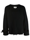 Distressed Crew Neck Ribbed Knit Top Black - MAISON MARGIELA - BALAAN 2