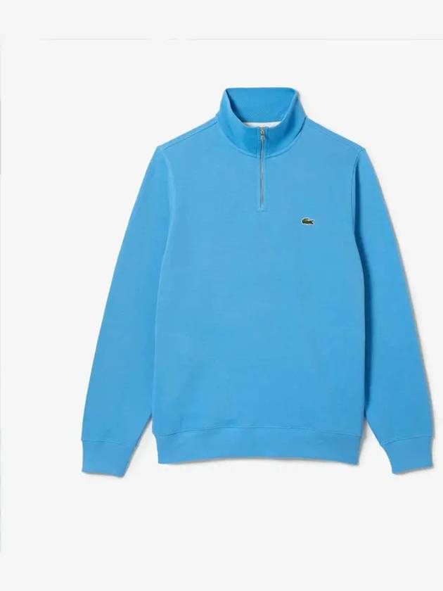 Men s Half Zip Up Cotton Sweatshirt Blue SH1927 4XA - LACOSTE - BALAAN 7