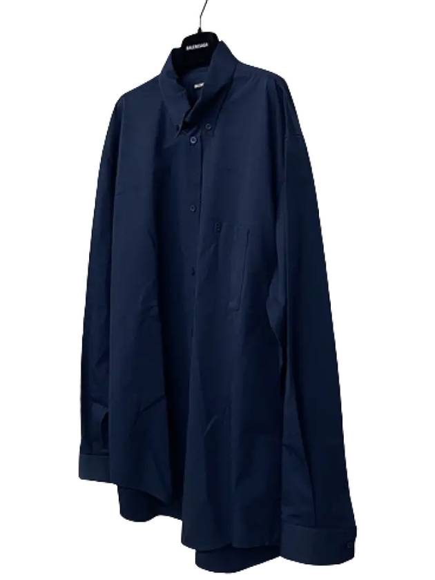 Back Logo Long Sleeve Shirt Navy - BALENCIAGA - BALAAN.