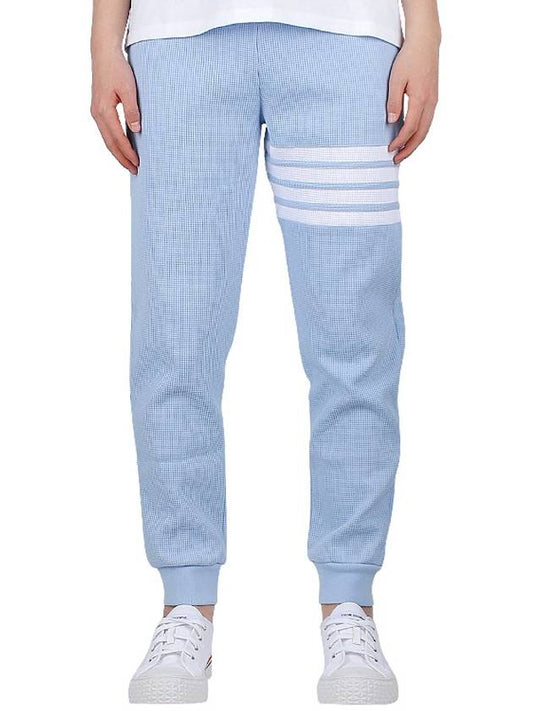 Men's Diagonal Stripe Waffle Track Pants Blue - THOM BROWNE - BALAAN 2