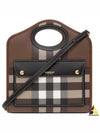 Mini Pocket Checked Leather Tote Bag Dark Burch Brown - BURBERRY - BALAAN 2