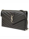 Cassandre Envelope Chain Shoulder Bag In Grain De Poudre Leather Noir - SAINT LAURENT - BALAAN 2