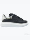 Women's Oversized Leather Low Top Sneakers Black Silver - ALEXANDER MCQUEEN - BALAAN 2