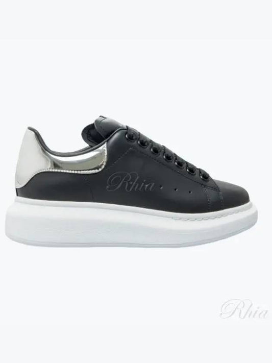 Women's Oversized Leather Low Top Sneakers Black Silver - ALEXANDER MCQUEEN - BALAAN 2