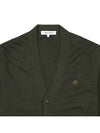 Bold Fox Head Patch V Neck Wool Cardigan Khaki - MAISON KITSUNE - BALAAN 4