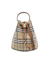 Checked Leather Small Bucket Bag Archive Beige - BURBERRY - BALAAN 3