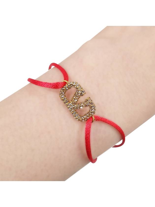 V Logo Crystal Bracelet Red - VALENTINO - BALAAN 2